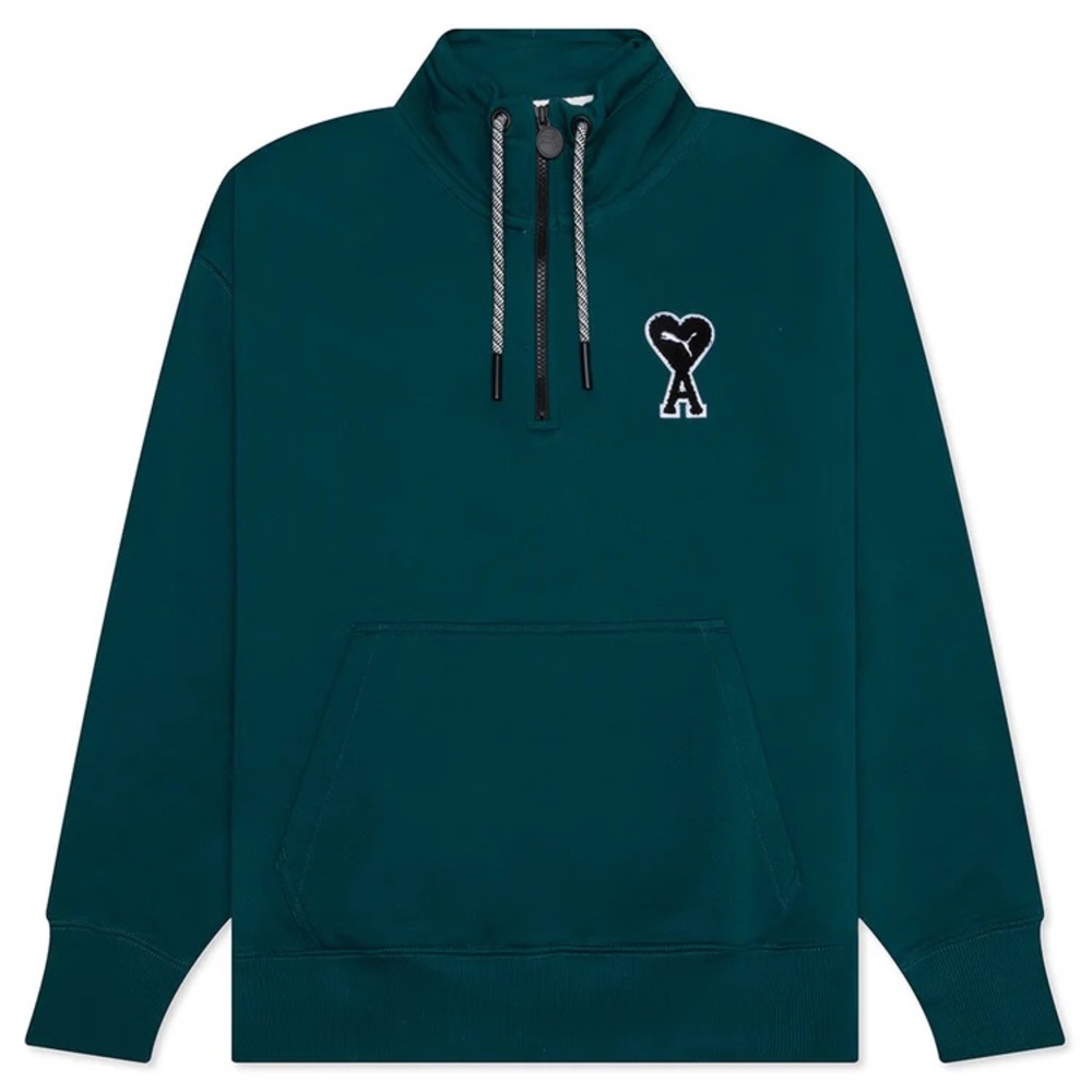 PUMA X AMI HALF-ZIP SWEATSHIRT VARSITY GREEN
